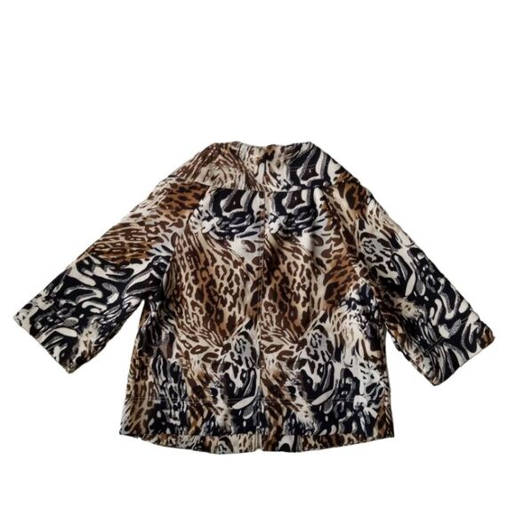 Erin London Vintage Animal Pattern Lightweight Zip Up Jacket Women's Size Medium - Picture 2 of 12